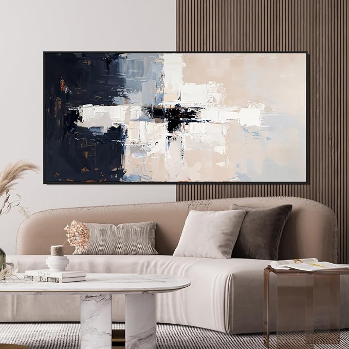 Abstract Wall Art Decor Oversized Framed Wall Art Pictures for Living Room Black and White Wall Art Decor Large Abstract Canvas Art Wall Decor Modern White Wall Art Prints Bedroom Office Decor 29" X 58"