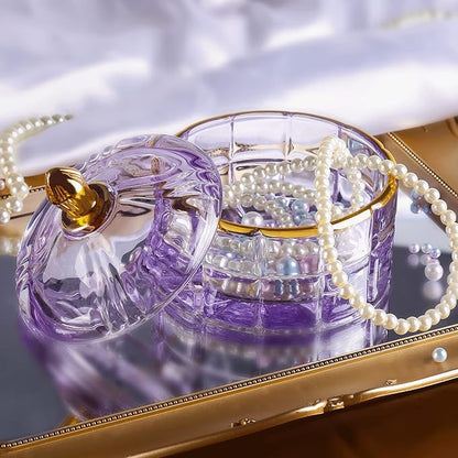 Crystal Candy Jar Apothecary Decorative Jars with Lids Purple Storage Jewelry Glass Trinket Box Cute Candy Dish with Lid for Candy Buffet Gift Ideas, for Women