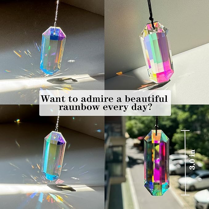 4PCS Crystal Sun Catcher Prisms,Rainbow Maker for Windows, Room, Garden Fantasy Aesthetic Home Decor,Hanging Suncatchers with Glass Prism