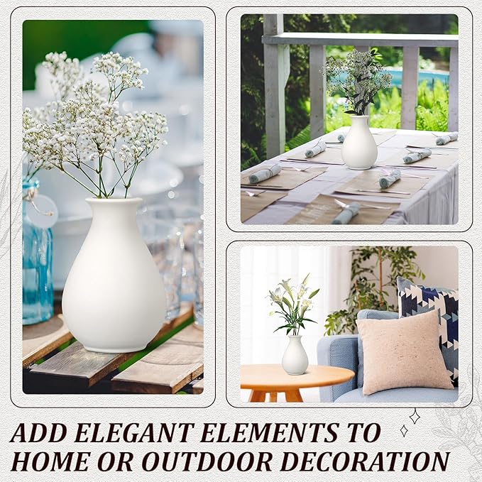 Tioncy 15 Pack White Ceramic Bud Vases Bulk Christmas Decoration 3.9 Inch Boho Small Flower Ceramic Vases for Centerpieces for Dry Flowers Pampas Garss Home Wedding Table Decor(Classic)