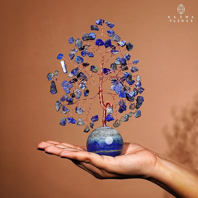 Crystal Tree of Life Home and Office Decor Gifts for Women, Lapis Lazuli Chakra Healing Stones Feng Shui Bonsai Tree for Positive Energy, Money, Good Luck, Christmas Decor, Birthday Gifts for Mom