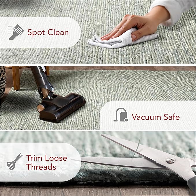 Nuloom Rigo Green, 3' x 5', Handmade, Jute, Soft and Textured, High Traffic, Stain Resistant, Easy Clean, Durable Area Rug for Bedroom, Living Room, Dining Space, Den, Foyer, Entryway