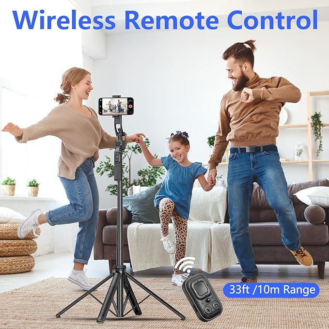 Auto Face Tracking Selfie Stick Tripod for iPhone with Light 360 Rotation 63" Phone Camera Tripod Stand Follows Your Movement with Remote for Content Creator Vlog Live Stream Video Recording