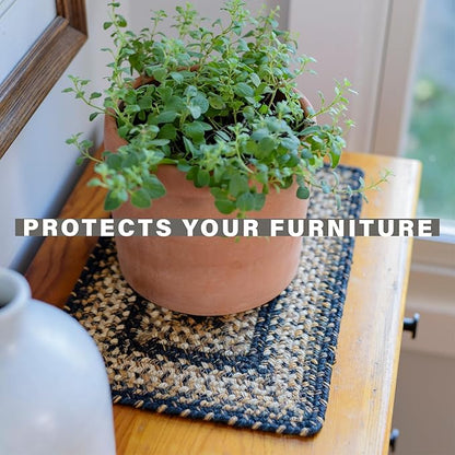 Homespice Kilimanjaro Jute Braided Placemats, Warm Primitive Decor, Set of 4, Black and Tan 13x19 Oval Table Mats - Vibrant Colors, Durable, Easy to Clean and Protects Furniture