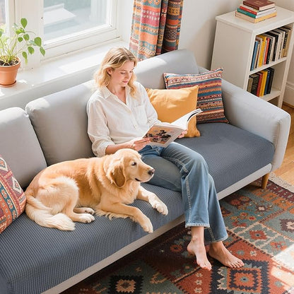 Hokway Couch Cushion Covers Stretch Cushion Covers Sofa Seat Cushion Slipcover Cushion Protector(Light Gray, Large)