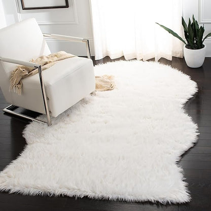 SAFAVIEH Faux Sheep Skin Collection 5' x 8' Ivory FSS115A Silken Glam 2.35-inch Thick Area Rug