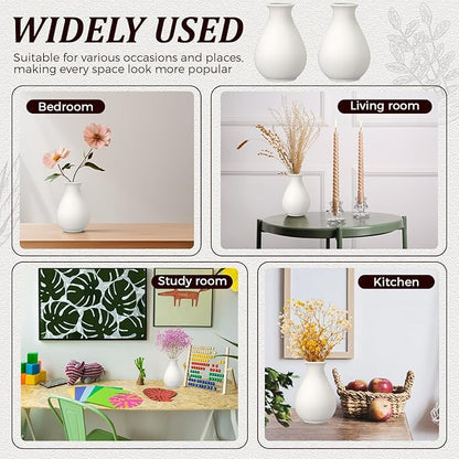 Tioncy 15 Pack White Ceramic Bud Vases Bulk Christmas Decoration 3.9 Inch Boho Small Flower Ceramic Vases for Centerpieces for Dry Flowers Pampas Garss Home Wedding Table Decor(Classic)
