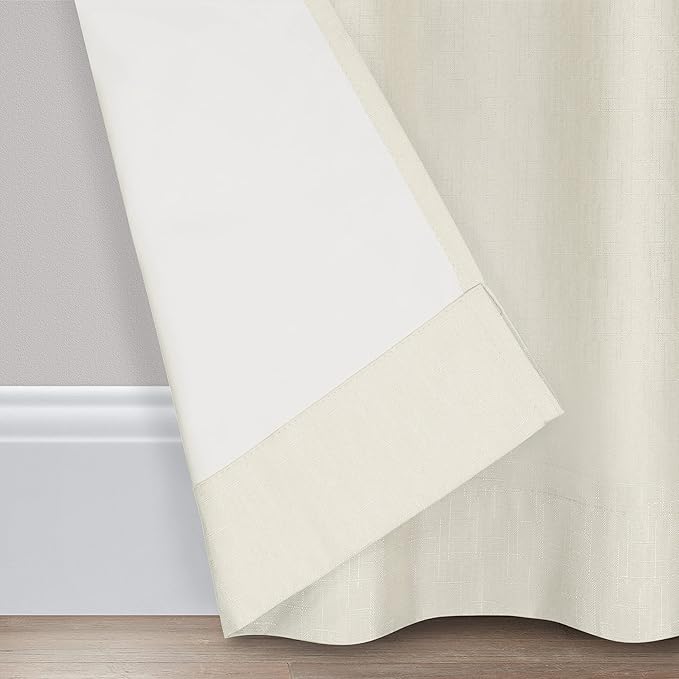 Eclipse Kendall Solid Textured Blackout Thermal Insulated Lining Grommet Window Curtain for Bedroom (1 Panel), 42 in x 54 in, Ivory