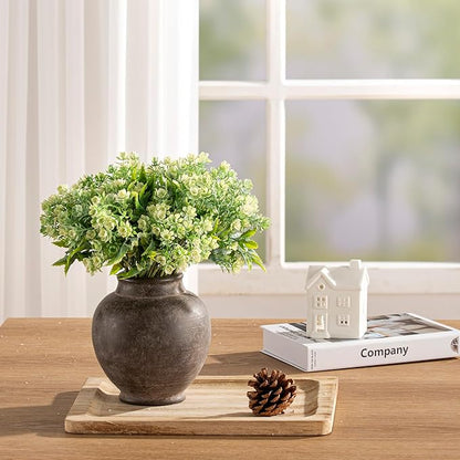 Ceramic Flower Vase, 6.7 Inch Rustic Farmhouse Decorative Vase Pottery Pampas Grass Vases for Home Decor Table Living Room Entryway Mantel Bookshelf Bedroom Bathroom Kitchen - Brown