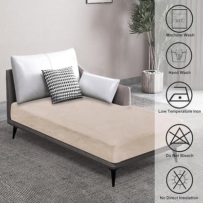 Couch Cover 1 Piece Chaise Lounge Cover Velvet Sectional Couch Cushion Covers Separate L Shape Sofa Slipcovers Furniture Protector for Dogs Pets (Chaise or Sofa 3-Seater, Beige)