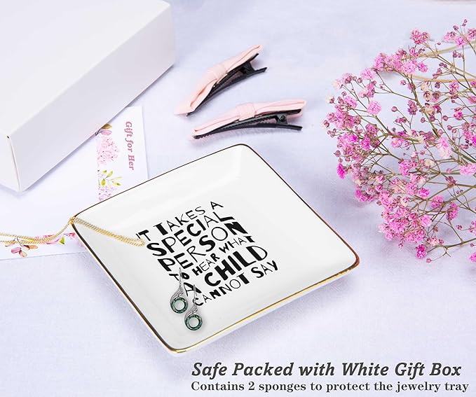 NZY It Takes A Special Person-Thank You Gift, Special Ed Teacher & Behavior Analyst Gift-Ceramic Jewelry Tray Trinket Holder Ring Dish