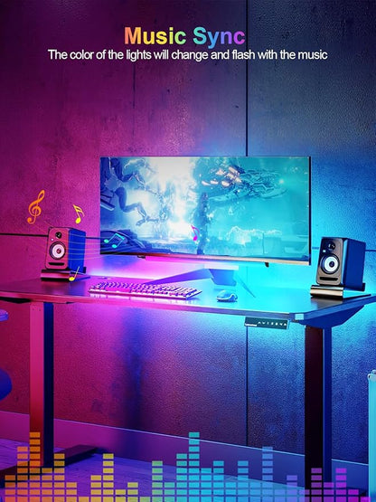 Monitor Down Light Bar, RGB Screen Desk Light PC, Dimmable LED Dynamic Rainbow Effect, Adjustable Brightness, Speed and Music, Remote Control Color Change, for Game Room