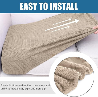 Smiry Waterproof Couch Cushion Covers, Stretch Jacquard Thick Sofa Cushion Covers, Washable Seat Slipcover Elastic Furniture Protector for Pets, Kid (3PC, Camel)