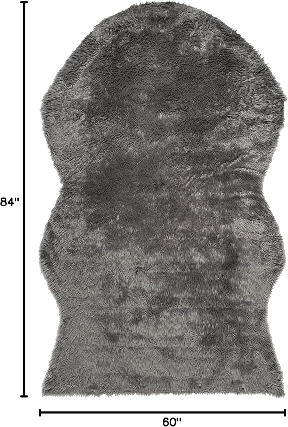 SAFAVIEH Faux Sheep Skin Collection 5' x 7' Grey FSS115D Silken Glam 2.35-inch Thick Area Rug
