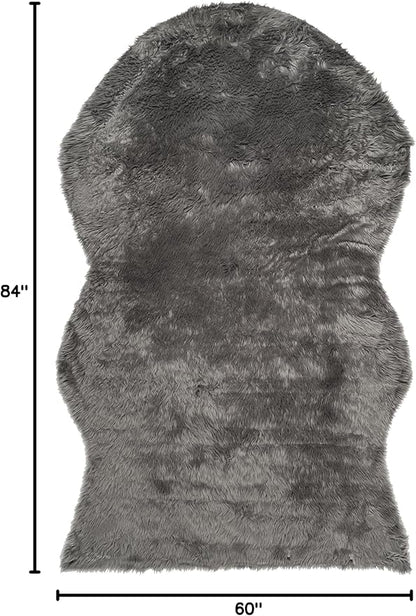 SAFAVIEH Faux Sheep Skin Collection 5' x 7' Grey FSS115D Silken Glam 2.35-inch Thick Area Rug
