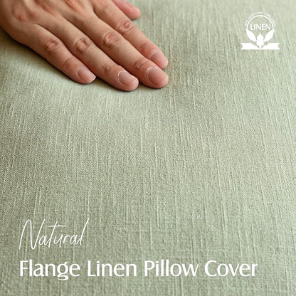 Foindtower Pack of 2, Decorative Linen Solid Throw Pillow Covers Soft Accent Cushion Case Boho Farmhouse Pillowcase for Chair Couch Sofa Bedroom Living Room Home Decor 24 x 24 Inch Light Sage Green