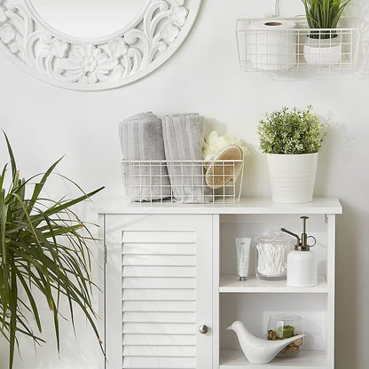 DII Farmhouse Vintage Decor, Wire Wall Basket, Small, Antique White, 2 Piece