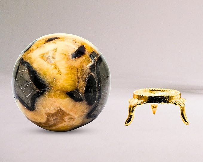 Amazing Gemstone Septarian Crystal Ball with Stand - 3 Inches Large Crystal Sphere Meditation Balls for Witchcraft and Decorative Balls