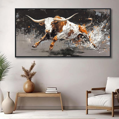 Highland Cow Wall Art - Farmhouse Cow Pictures Wall Decor - Rustic Canvas Country Wall Decor - Large Pictures for Living Room -Framed Artwork for Walls 24×48IN
