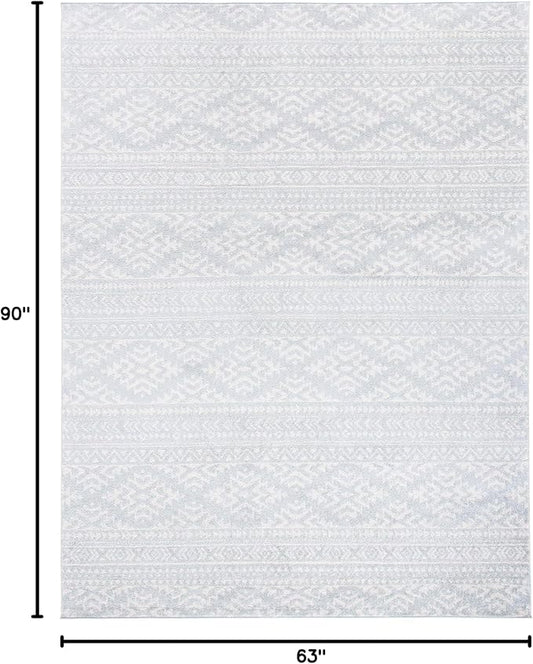 SAFAVIEH Tulum Collection Area Rug - 5'3" x 7'6", Light Grey & Ivory, Moroccan Boho Tribal Design, Non-Shedding & Easy to Clean, Ideal for Living Room, Bedroom, Dining Space (TUL272F)