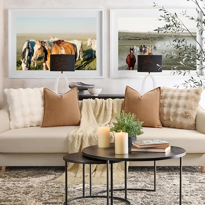 ZWJD Camel Pillow Covers 16x16 Set of 2 Chenille Throw Pillow Covers with Elegant Design Soft and Luxurious Decorative Throw Pillows for Couch, Bed, and Home Decor