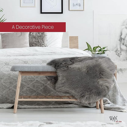 Walk on Me Gray Faux Fur Sheepskin Rug: Ultra Soft, Super Thick, Fluffy 2x3 Feet Pelt for Living Room, Bedroom, or Office, Acrylic, Latex, Non-Slip