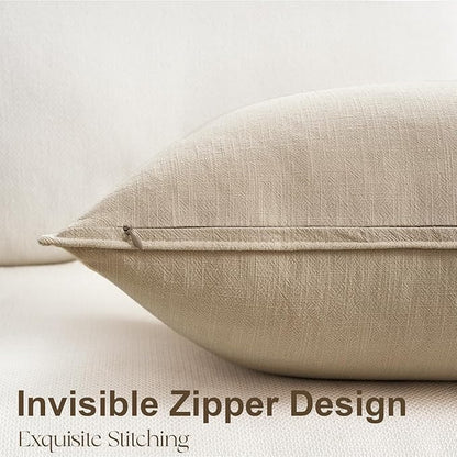 Pack of 4 Couch Throw Pillow Covers 12x20 Inch Natural Soft Decorative Linen Pillow Covers Farmhouse Boho Accent Cushion Covers for Mid Century Modern Home Decor Sofa Bedroom Living Room