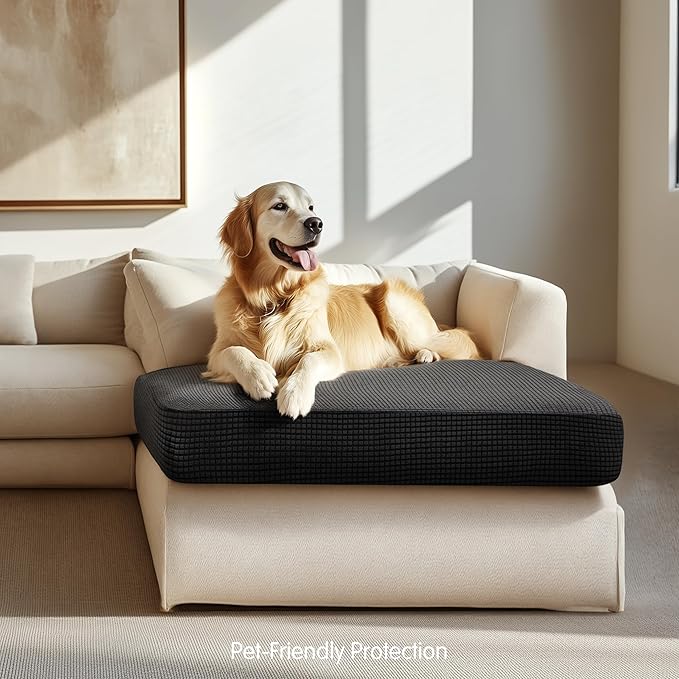Hokway Stretch Chaise Cover Individual Couch Cushion Slipcovers Reversible Cushion Protector Slipcovers Sofa Cushion Protector Covers (Chaise Cover, Black)