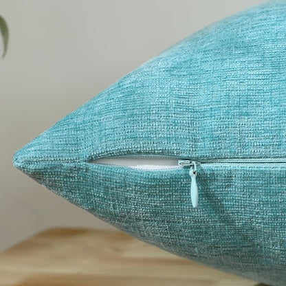 Jeneoo Aqua Haze Decorative Throw Pillow Covers Soft Chenille Comfy Square Couch Cushion Cases for Living Room Sofa Decor (Set of 2, 20 x 20 Inches)
