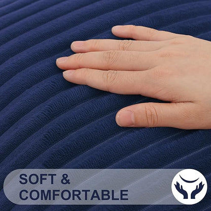 Simmore Decorative Spring Throw Pillow Covers 16x16 Set of 2, Soft Natural Plush Flannel Double-Sided Fluffy Couch Pillow Covers for Sofa Living Room, Navy Blue