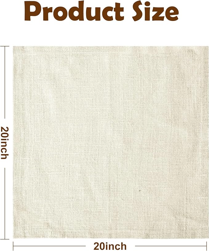 Shatex Jute Placemats Set of 4,20x20Inch Retangle Placemat for Kitchen Dining Table Wedding Party Ceremony，Off-White