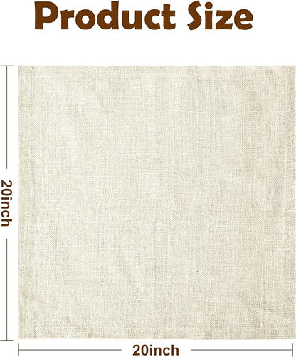 Shatex Jute Placemats Set of 4,20x20Inch Retangle Placemat for Kitchen Dining Table Wedding Party Ceremony，Off-White