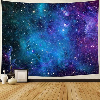 Lahasbja Galaxy Tapestry Blue Starry Sky Tapestries Universe Space Wall Hanging Tapestries Mysterious Nebula Stars Backdrop for Living Room Dorm (Blue Galaxy, S/39.4" × 52.4")