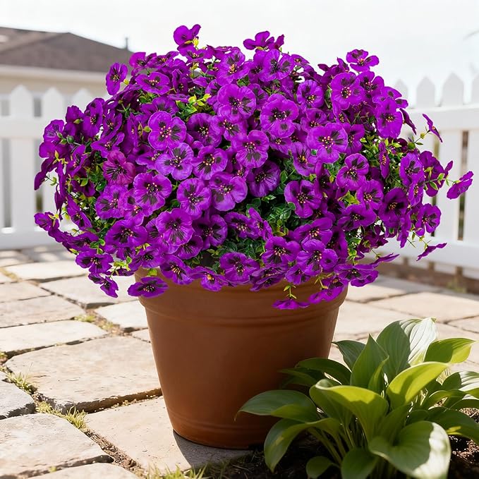 Artificial Flowers, 24 Bundles, Decorative Bouquets for Home, Wedding, Garden, Office Decor (Light Purple)