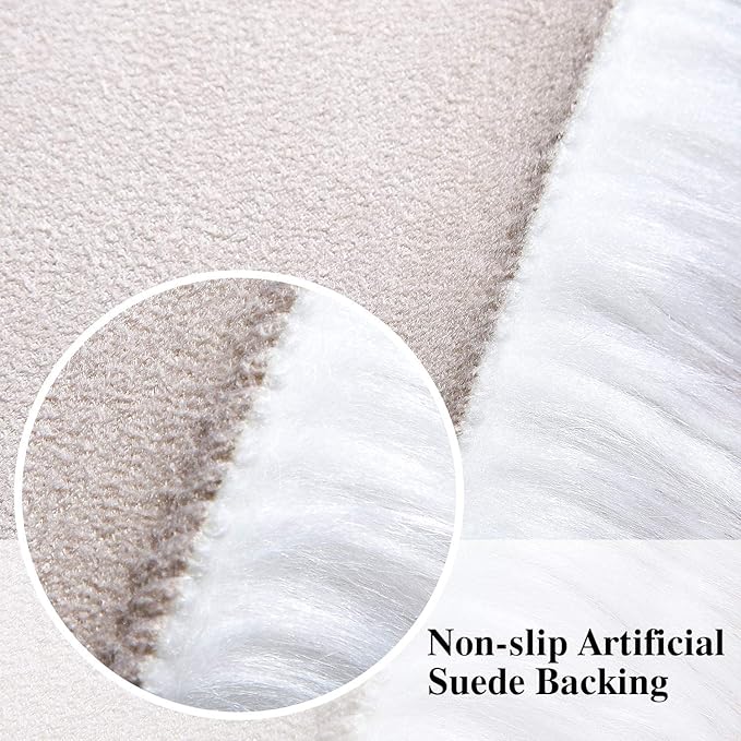 Softlife Square Faux Fur Sheepskin Chair Cover Seat Cushion Pad Super Soft Area Rugs for Living Bedroom Sofa (1.6ft x 1.6ft, White, pack of 2)