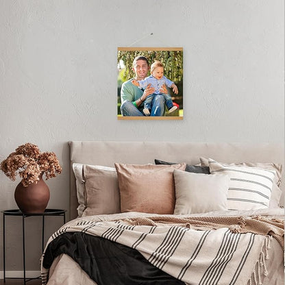 SZDHHH Custom Photo Prints with Magnetic Hanger Frame Canvas Poster Prints With Your Photos Personalized Hanging Poster Pictures Wall Art Decor Framed for Home Decor Gifts Keepsakes (16" Lx16 W)