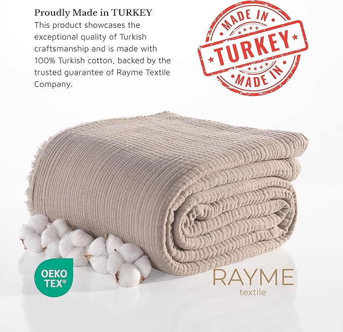 Muslin Blanket - Pure 100% Turkish Cotton Airy Soft Light Versatile Gauze Throw Blanket for Bed, Couch, Sofa (Taupe, Throw Size (50" x 66" inch))