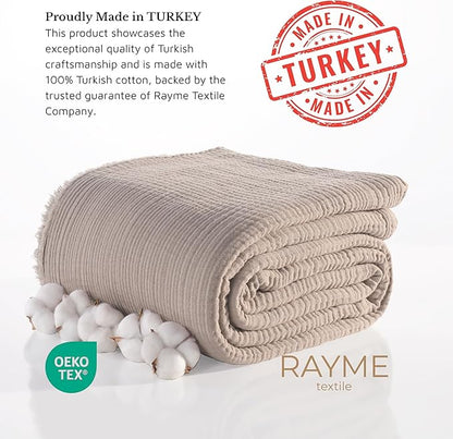 Muslin Blanket - Pure 100% Turkish Cotton Airy Soft Light Versatile Gauze Throw Blanket for Bed, Couch, Sofa (Taupe, Throw Size (50" x 66" inch))