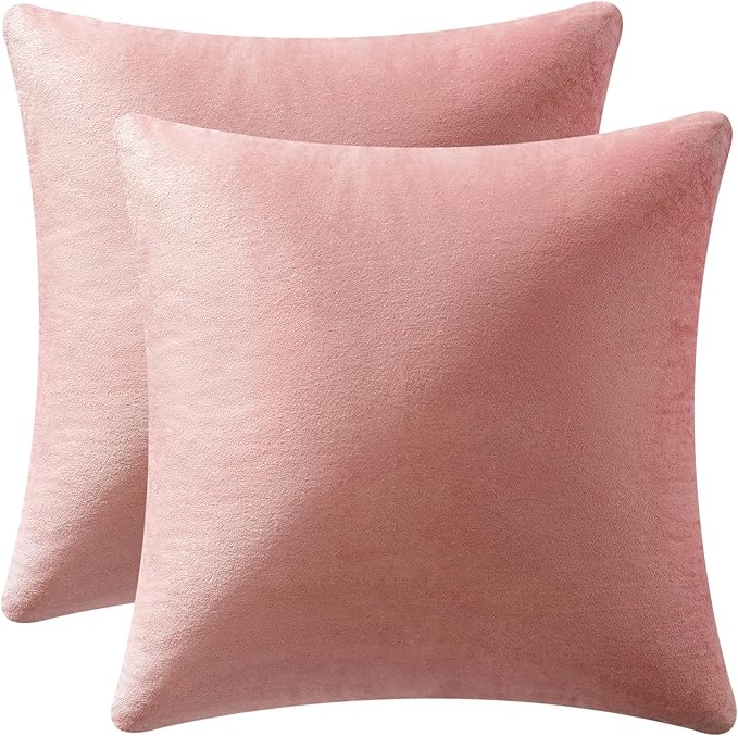 MIULEE Velvet Throw Pillow Covers 20x20 Inch, Pack of 2 - Dusty Pink, Soft Solid Decorative Pillow Covers Cushion Cases Modern Luxury Home Decor for Spring Couch Sofa Bedroom Livingroom