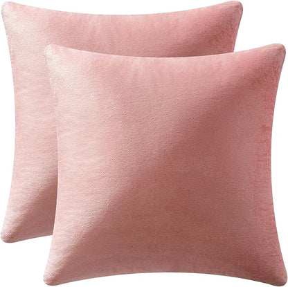 MIULEE 24x24 Inch Euro Sham Velvet Pillow Covers, Set of 2 Large Square Decorative Pillows -Dusty Pink Super Soft for King Bed, Sofa, Couch, Accent Chairs with Hidden Zipper