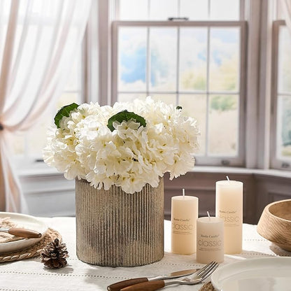 SIDUCAL Ceramic Vintage Rustic Terracotta Vase, 7.2 Inch Farmhouse Decorative Pottery Vase Wide-Mouth Vases for Home Decor, Living Room, Bookshelf, Bedroom, Bathroom, Kitchen, Whitewashed