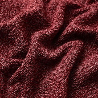 JUSPURBET 18x18 Throw Pillow Covers Set of 2 Decorative Pillow Covers for Couch Sofa Bed Cozy Boucle Textured Cushion Covers Cases with Invisible Zipper for Living Room Home Decor,Burgundy