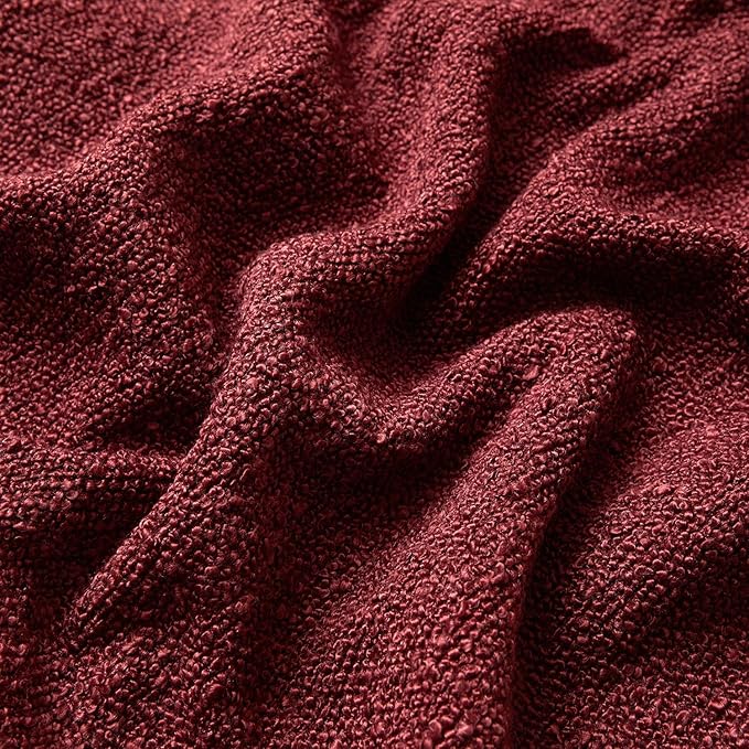 JUSPURBET Throw Pillow Covers 20x20 Set of 2 Decorative Pillow Covers for Couch Sofa Bed Cozy Boucle Textured Cushion Covers Cases with Invisible Zipper for Living Room Home Decor,Burgundy