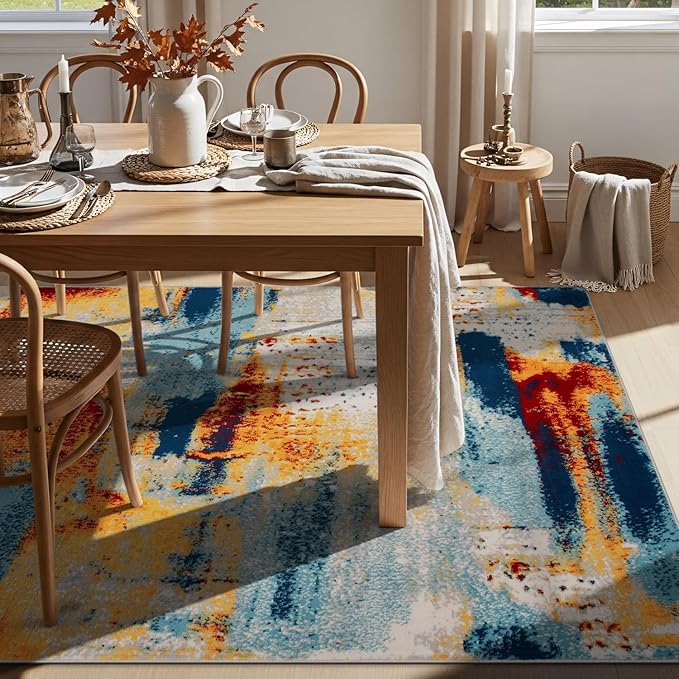 Rugshop Sky Collection Abstract Area Rug, Non-Shedding Carpet for Living Room,Bedroom or Dining Room, 5' x 7'