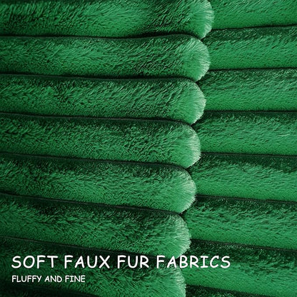 2 Pack 12x20 Pillow Cover Velvet Pillow Covers, Faux Fur Oblong Throw Pillow Covers for Living Room Decorations Throw Pillow Case, Throw Pillow Cover Cushion Cover for Sofa Bedroom Car, Dark Green