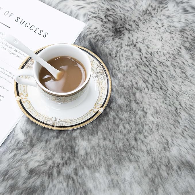 Genuine Sheepskin Rug New Zealand Fluffy Lambskin Rug, Natural Luxury Sheepskin Throw for Bedroom Living Room Children's Room - Premium Area Rug Chair Cover (2×6 Feet, Grey Tip)