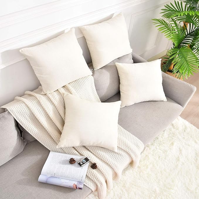 Pack 8 Linen Throw Pillow Covers Set Cushion Case for Sofa Bedroom Car, Blank for HTV Iron on Design,18x18 Inch