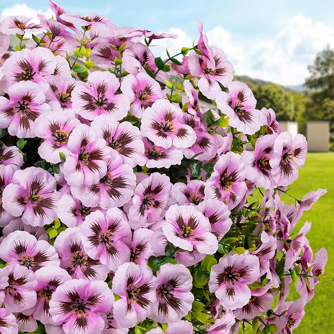 Artificial Flowers, 24 Bundles, Decorative Bouquets for Home, Wedding, Garden, Office Decor (Light Pink)