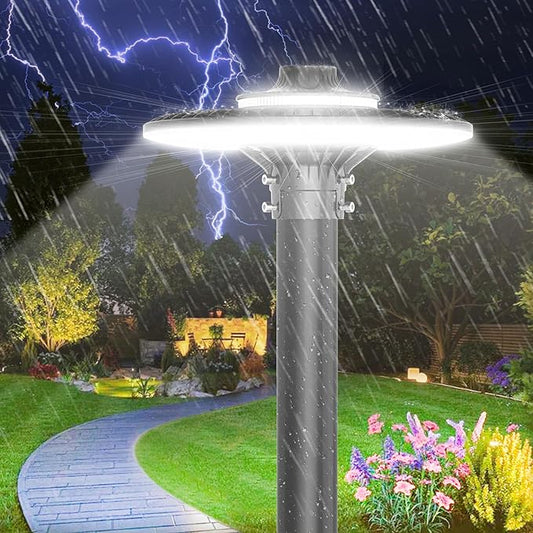 200W 150W 120W LED Post Top Light with Photocell, 28000 lumens 3000K 4000K 5000K Circular Area Pole Lights, IP65 Waterproof Outdoor Post Light for Garden Pathway Yard Lighting UL Listed, AC100-277V