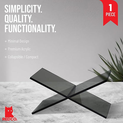 Red Co. Transparent Grey Acrylic Book Holder 2 Piece Reading Stand for Open and Closed Books, Magazines, Textbooks 6" x 11" x 6"